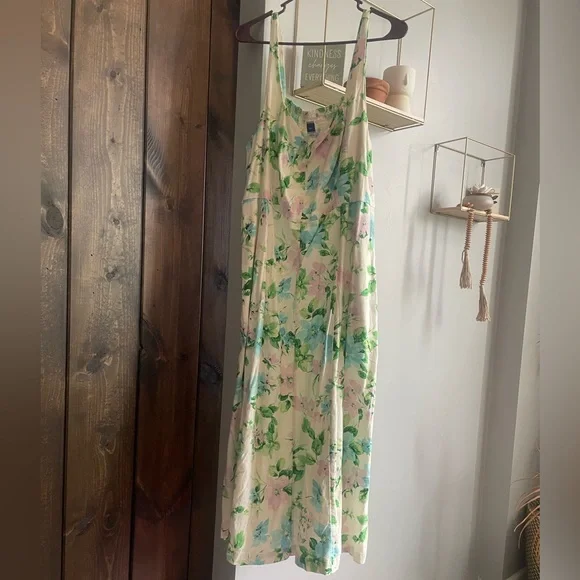 old navy green floral maxi dress Navy and Green Floral Maxi Dress
